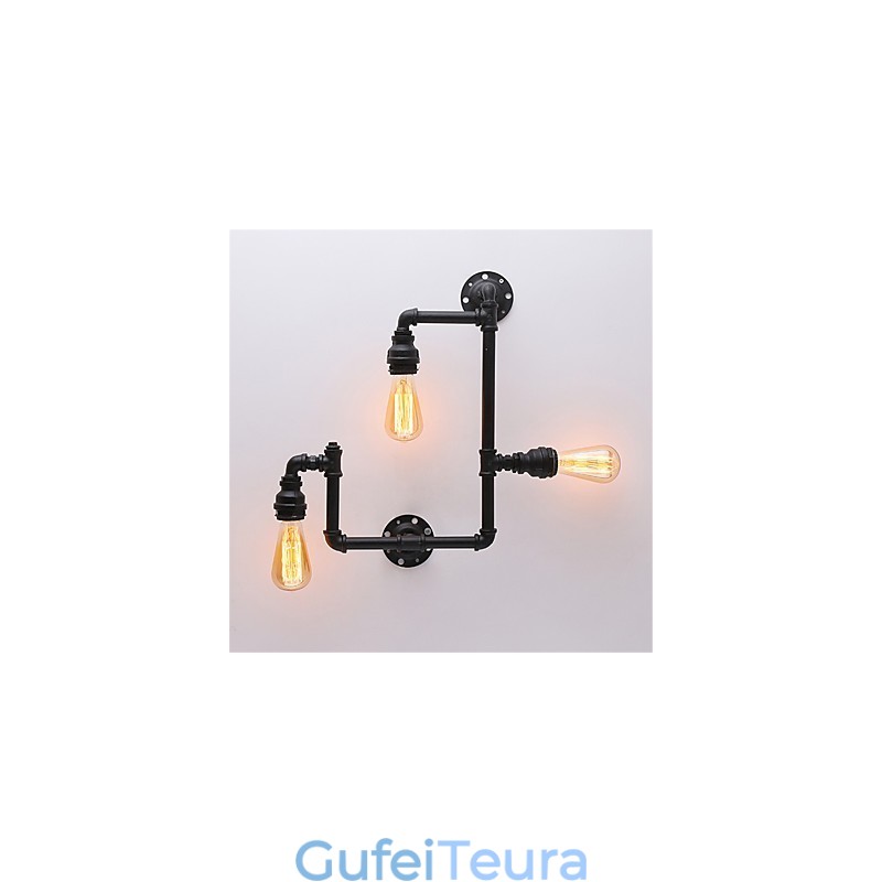 3 ראשים וינטג' צינור תעשייתי אורות קיר שחורים אורות יצירתיים מסעדה בית קפה בר תאורת קישוט