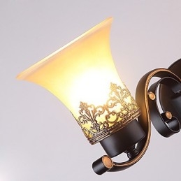 ראש כפול כפרי אמריקאי וינטג' מתכת עם מנורת קיר מזכוכית לחדר הקנטינה כניסה לסלון מבואה לקשט מנורת קיר