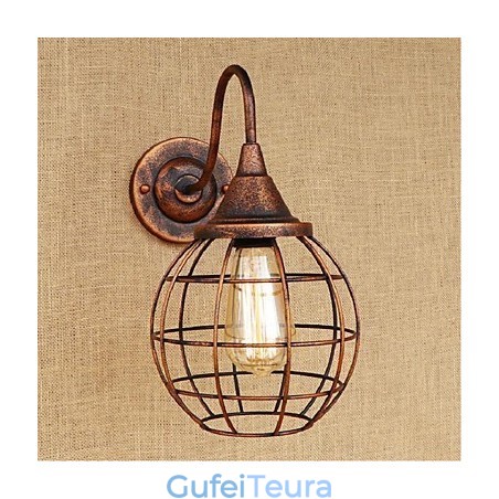 פשוט ורטרו אישיות יצירתית צבע חלודה מנורת קיר אמריקאית פמוטים קיר אור