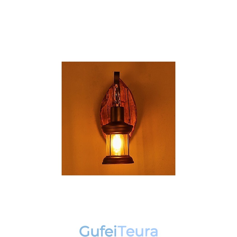 ראש יחיד תעשייתי בציר רטרו ציור מתכת עץ צבע מנורת קיר למסדרון בית מלון לקשט אור קיר