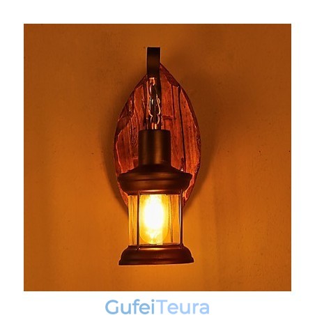 ראש יחיד תעשייתי בציר רטרו ציור מתכת עץ צבע מנורת קיר למסדרון בית מלון לקשט אור קיר