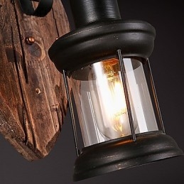 ראש יחיד תעשייתי בציר רטרו ציור מתכת עץ צבע מנורת קיר למסדרון בית מלון לקשט אור קיר