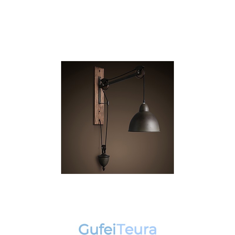 מנורת קיר בסגנון כפרי אמריקאי רטרו creative מנורת קיר גלגלת עץ