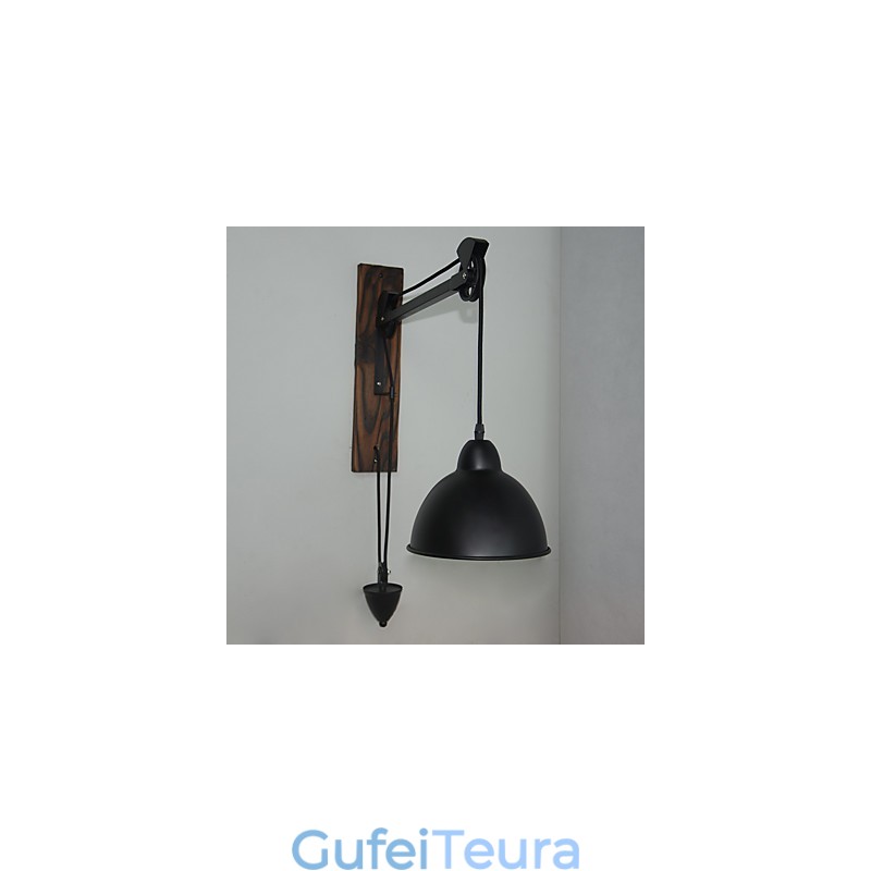 מנורת קיר בסגנון כפרי אמריקאי רטרו creative מנורת קיר גלגלת עץ