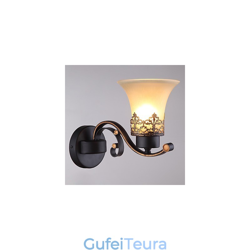 ראש יחיד כפרי אמריקאי וינטג' מתכת עם מנורת קיר מזכוכית לחדר הקנטינה כניסה לסלון מבואה לקשט מנורת קיר