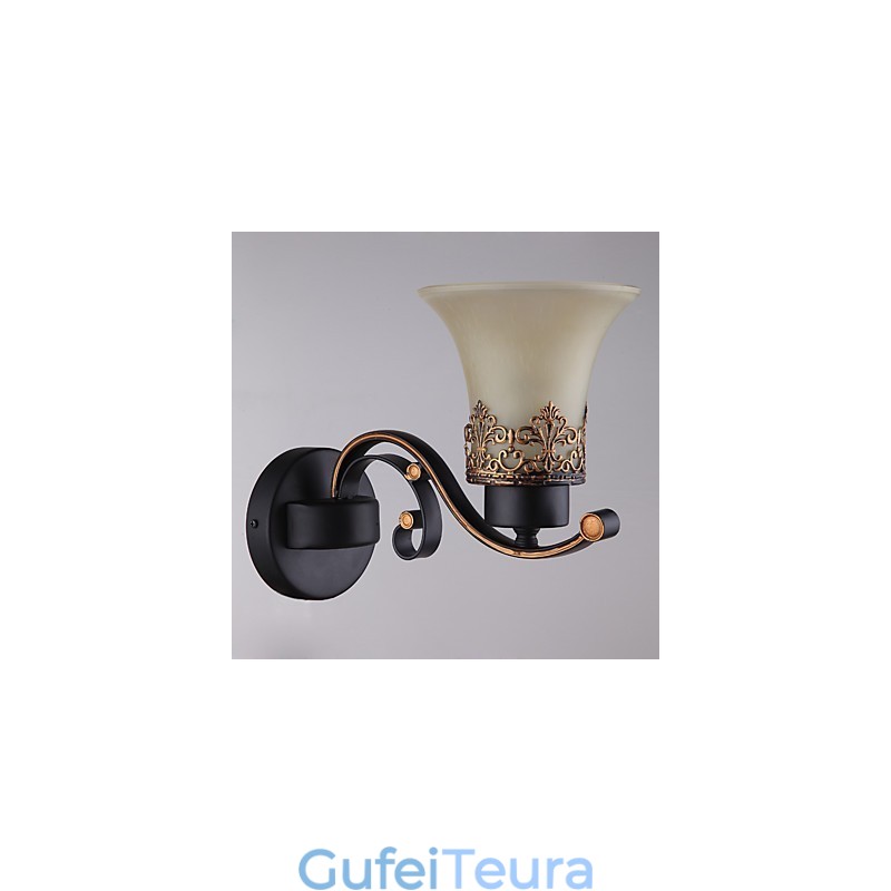 ראש יחיד כפרי אמריקאי וינטג' מתכת עם מנורת קיר מזכוכית לחדר הקנטינה כניסה לסלון מבואה לקשט מנורת קיר