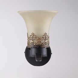 ראש יחיד כפרי אמריקאי וינטג' מתכת עם מנורת קיר מזכוכית לחדר הקנטינה כניסה לסלון מבואה לקשט מנורת קיר