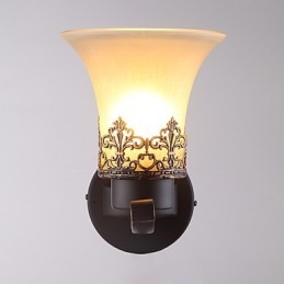 ראש יחיד כפרי אמריקאי וינטג' מתכת עם מנורת קיר מזכוכית לחדר הקנטינה כניסה לסלון מבואה לקשט מנורת קיר