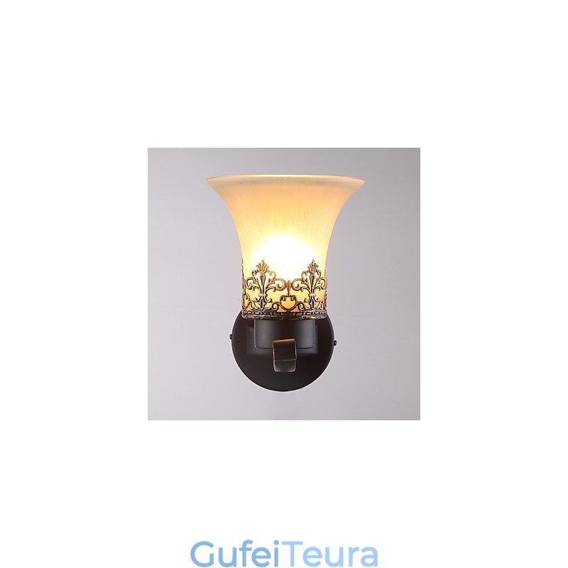 ראש יחיד כפרי אמריקאי וינטג' מתכת עם מנורת קיר מזכוכית לחדר הקנטינה כניסה לסלון מבואה לקשט מנורת קיר