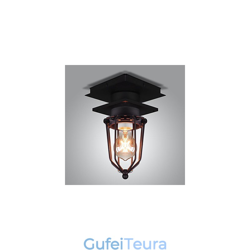 מנורת קיר מחושל רטרו ראש יחיד עתיק מנורת זכרונות לופט אמריקאי ברזל וינטג' מנורת תקרה כלובים קטנים