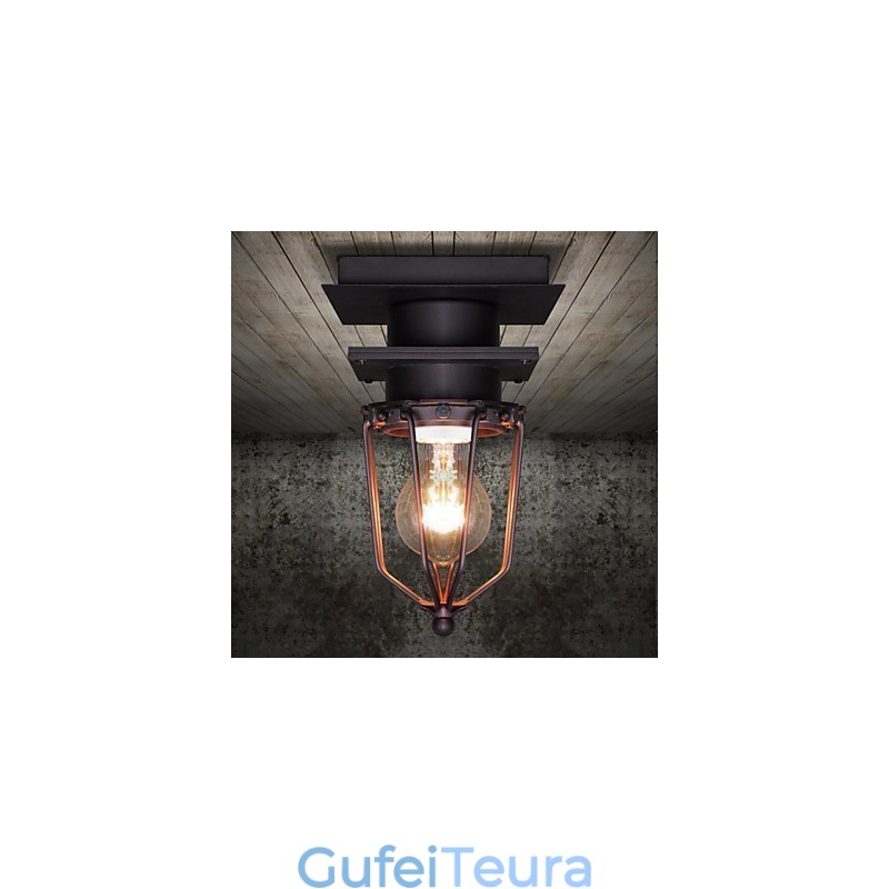 מנורת קיר מחושל רטרו ראש יחיד עתיק מנורת זכרונות לופט אמריקאי ברזל וינטג' מנורת תקרה כלובים קטנים