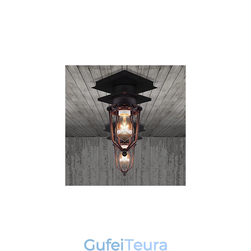 מנורת קיר מחושל רטרו ראש יחיד עתיק מנורת זכרונות לופט אמריקאי ברזל וינטג' מנורת תקרה כלובים קטנים