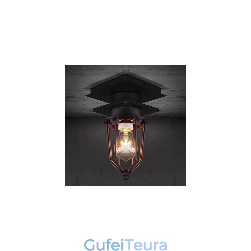 מנורת קיר מחושל רטרו ראש יחיד עתיק מנורת זכרונות לופט אמריקאי ברזל וינטג' מנורת תקרה כלובים קטנים