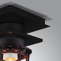 מנורת קיר מחושל רטרו ראש יחיד עתיק מנורת זכרונות לופט אמריקאי ברזל וינטג' מנורת תקרה כלובים קטנים