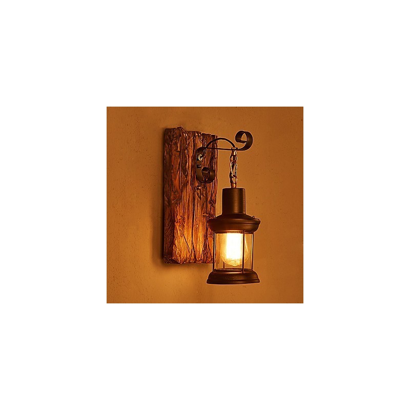ראש יחיד תעשייתי בציר רטרו ציור מתכת עץ צבע מנורת קיר למסדרון בית מלון לקשט אור קיר