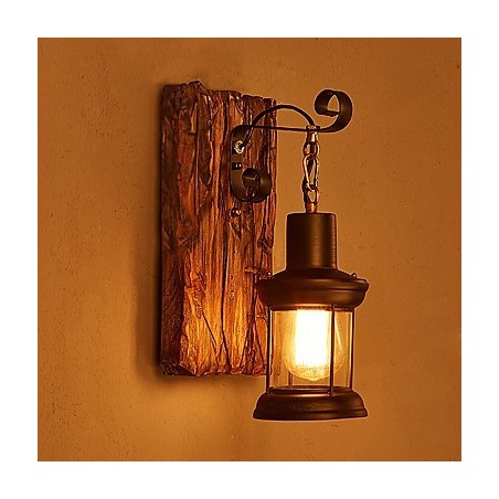 ראש יחיד תעשייתי בציר רטרו ציור מתכת עץ צבע מנורת קיר למסדרון בית מלון לקשט אור קיר