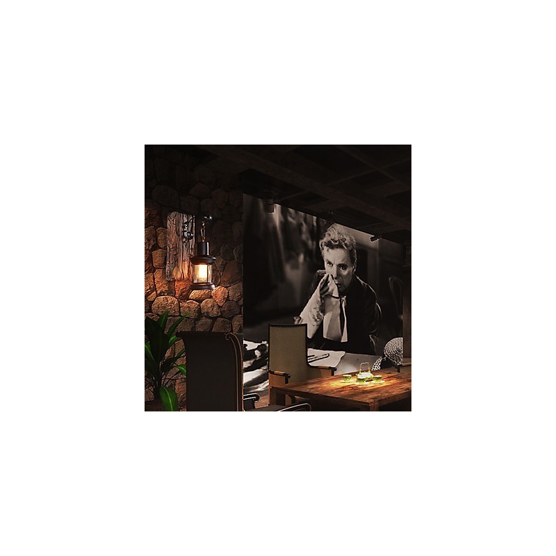 ראש יחיד תעשייתי בציר רטרו ציור מתכת עץ צבע מנורת קיר למסדרון בית מלון לקשט אור קיר