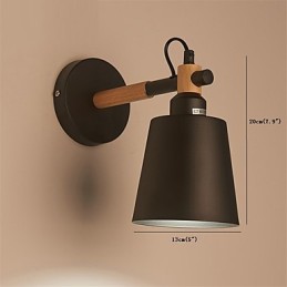 וינטג' עץ ארט דקו מתכת מתכת פמוט קיר כפרי סלון פינת אוכל מסדרון מנורת קיר שחור לבן אופציונלי