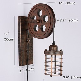 תעשייתי רטרו ברזל מנורת קיר Creative Personality Lift Pulley מנורת קיר