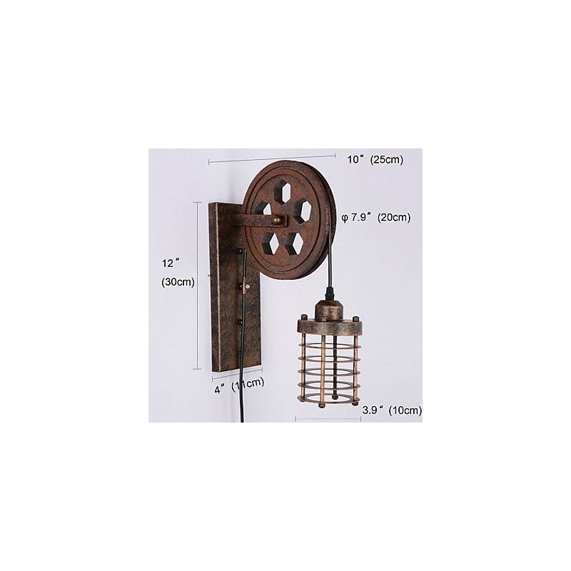 תעשייתי רטרו ברזל מנורת קיר Creative Personality Lift Pulley מנורת קיר