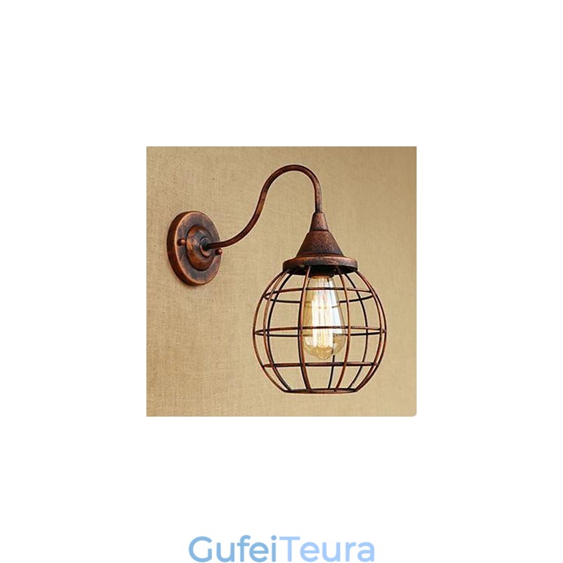 ברזל אמנות רטרו צבע חלודה מחקר lסלון מנורת קיר אמריקאית ליד המיטה