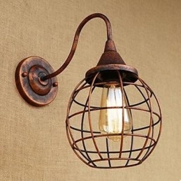 ברזל אמנות רטרו צבע חלודה מחקר lסלון מנורת קיר אמריקאית ליד המיטה