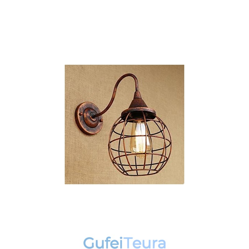 ברזל אמנות רטרו צבע חלודה מחקר lסלון מנורת קיר אמריקאית ליד המיטה