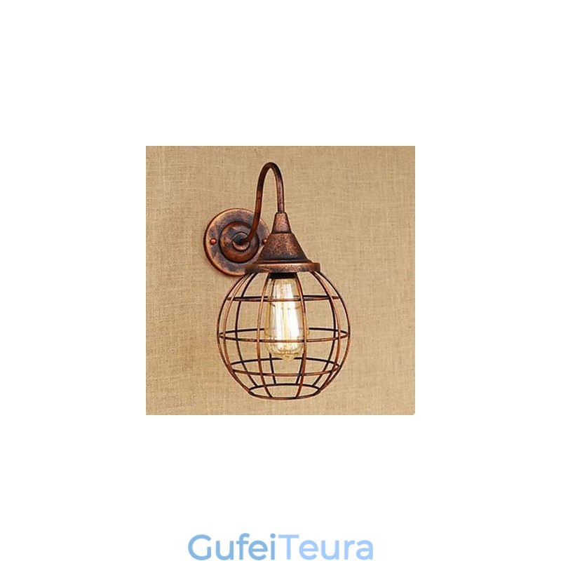 ברזל אמנות רטרו צבע חלודה מחקר lסלון מנורת קיר אמריקאית ליד המיטה