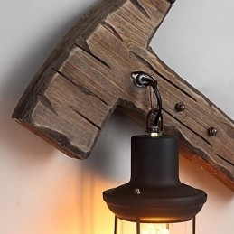 ראש יחיד תעשייתי בציר רטרו ציור מתכת עץ צבע מנורת קיר למסדרון בית מלון לקשט אור קיר