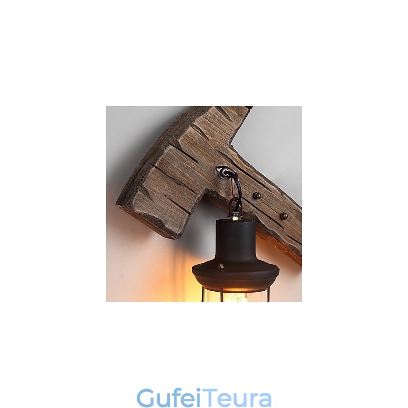 ראש יחיד תעשייתי בציר רטרו ציור מתכת עץ צבע מנורת קיר למסדרון בית מלון לקשט אור קיר