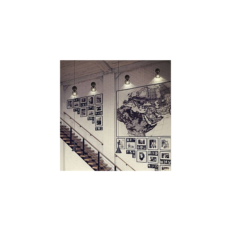 רטרו צינור אורות קיר פשוט לופט כלוב ציפורים שחור מתכת חדר אוכל מטבח בר קפה תאורת קישוט