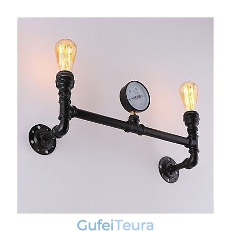צינור תעשייתי וינטג' אורות קיר שחורים יצירתיים אורות מסעדה בית קפה בר תאורת קישוט עם גימור צבוע 2 אור