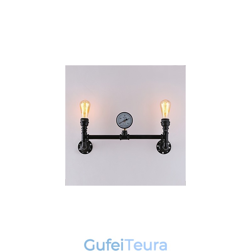 צינור תעשייתי וינטג' אורות קיר שחורים יצירתיים אורות מסעדה בית קפה בר תאורת קישוט עם גימור צבוע 2 אור