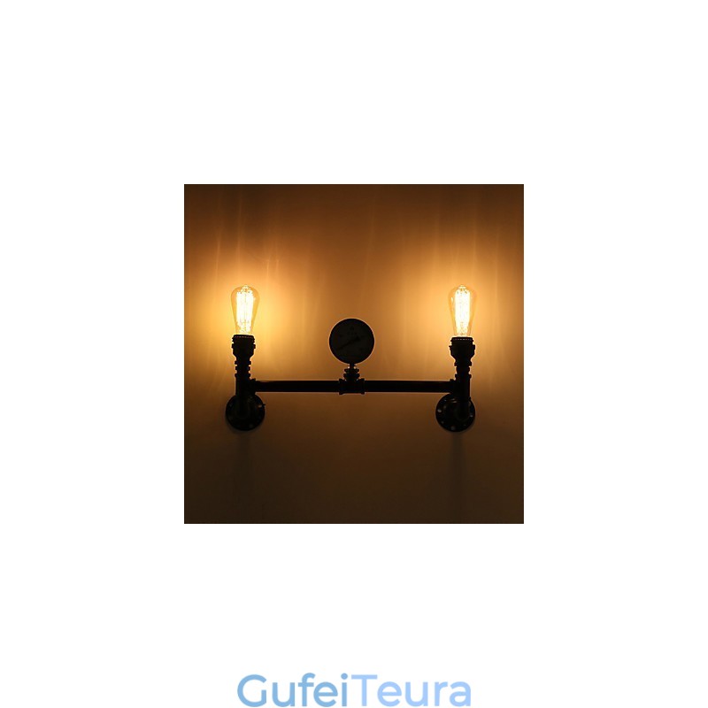 צינור תעשייתי וינטג' אורות קיר שחורים יצירתיים אורות מסעדה בית קפה בר תאורת קישוט עם גימור צבוע 2 אור