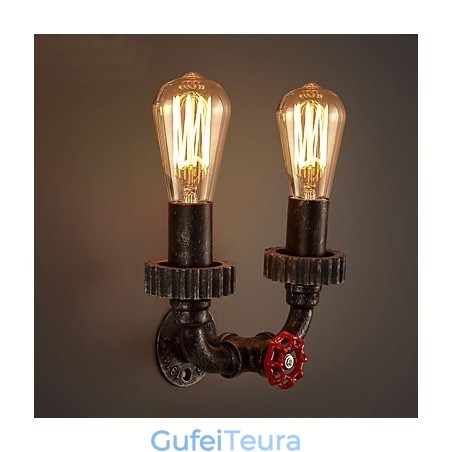 2 ראשים וינטג' תעשייתי מתכת אורות קיר מסעדה בית קפה בר תאורת קישוט