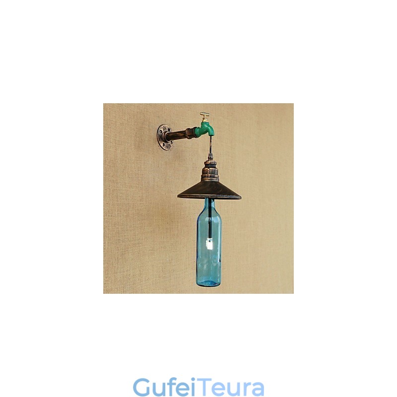 צינור ברזל רטרו בר מלון קישוט צינור בקבוק מנורת קיר