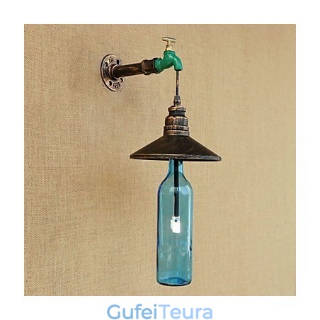 צינור ברזל רטרו בר מלון קישוט צינור בקבוק מנורת קיר