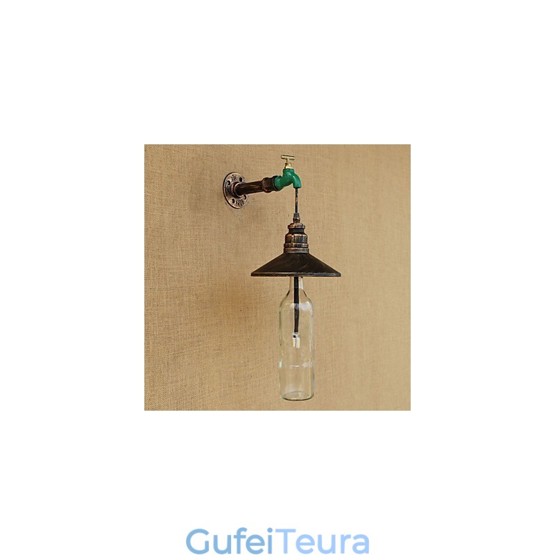 צינור ברזל רטרו בר מלון קישוט צינור בקבוק מנורת קיר