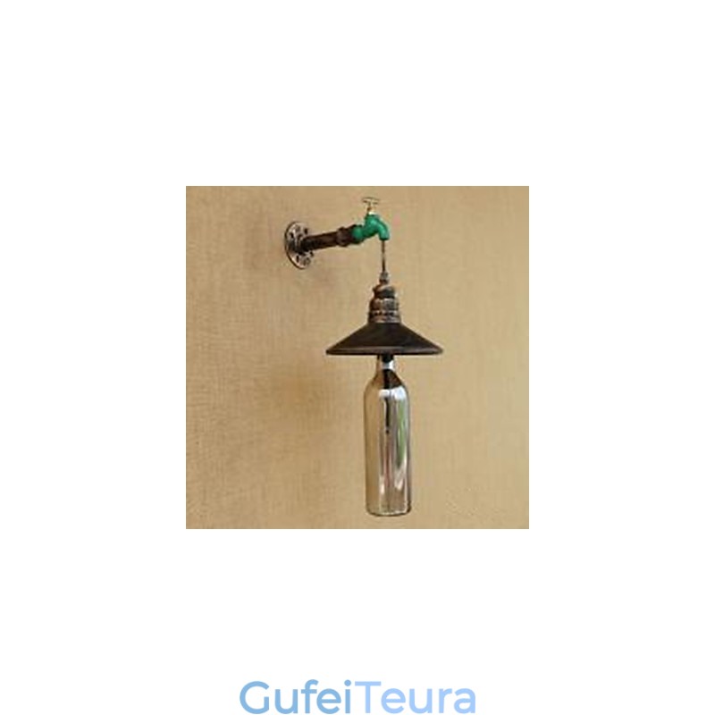 צינור ברזל רטרו בר מלון קישוט צינור בקבוק מנורת קיר