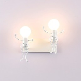 צורת רובוט וינטג' מתכת תעשייתי לופט כפרי קיר פמוט בר קפה כניסה מסדרון מנורת קיר שחור לבן אופציונלי