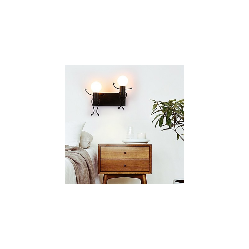 צורת רובוט וינטג' מתכת תעשייתי לופט כפרי קיר פמוט בר קפה כניסה מסדרון מנורת קיר שחור לבן אופציונלי