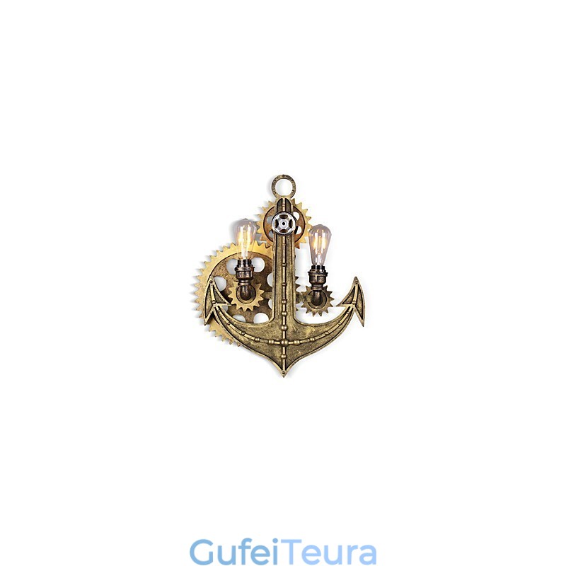 תאורת קיר תעשייתית וינטג' צורת ציוד עץ יצירתי להסתובב אורות מסעדה בית קפה בר תאורת קישוט