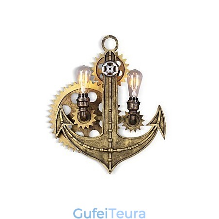 תאורת קיר תעשייתית וינטג' צורת ציוד עץ יצירתי להסתובב אורות מסעדה בית קפה בר תאורת קישוט