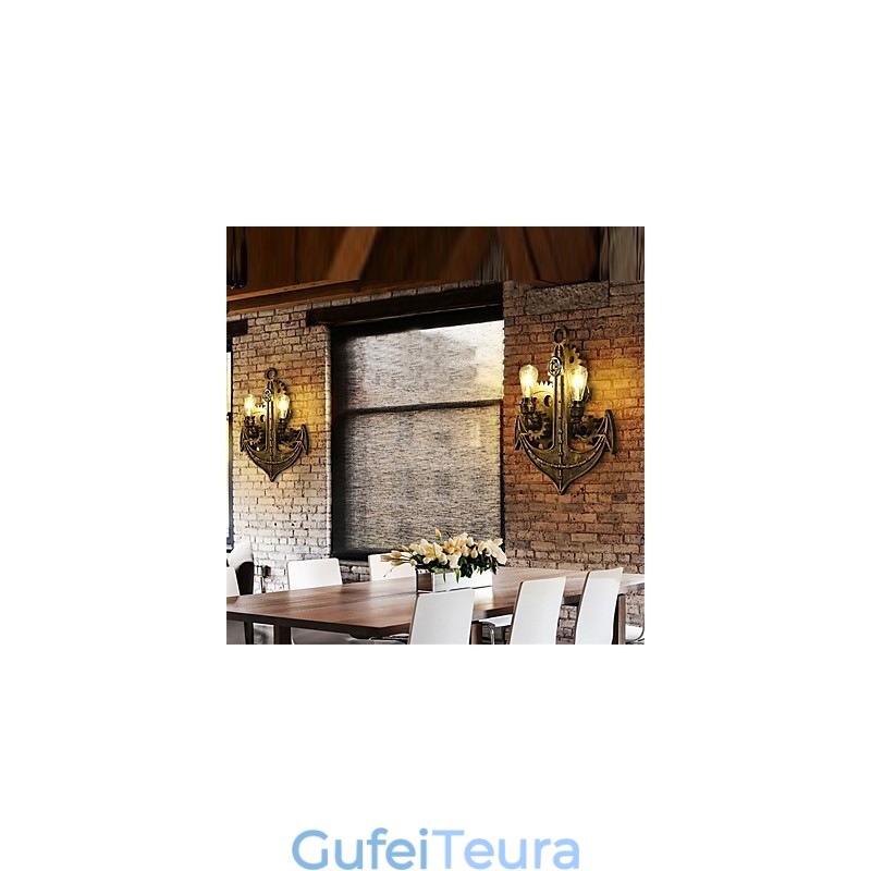 תאורת קיר תעשייתית וינטג' צורת ציוד עץ יצירתי להסתובב אורות מסעדה בית קפה בר תאורת קישוט