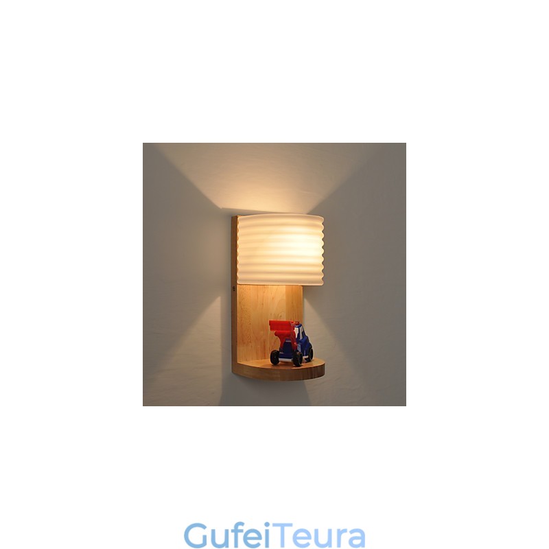 מנורת קיר פשוטה ליד המיטה מנורת שולחן כתיבה עם הצללה זכוכית ועץ מלא לשידה חדר שינה סלון חדר תינוק חדר תינוק מכללת מעונות שולחן קפה כונניות