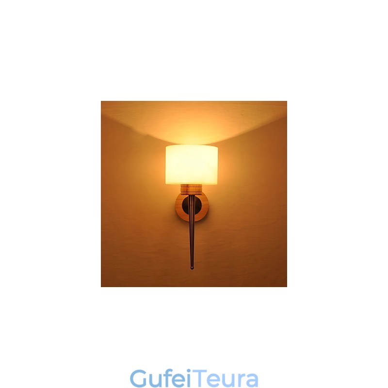 מנורת קיר פשוטה ליד המיטה מנורת שולחן עם הצללה זכוכית ועץ מלא לשידה חדר שינה סלון חדר תינוק