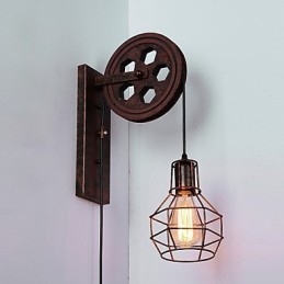 תעשייתי רטרו ברזל מנורת קיר Creative Personality Lift Pulley מנורת קיר