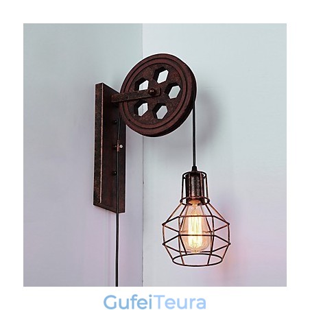תעשייתי רטרו ברזל מנורת קיר Creative Personality Lift Pulley מנורת קיר תעשייתי רטרו ברזל מנורת קיר Creative Personality Lift Pulley מנורת קיר