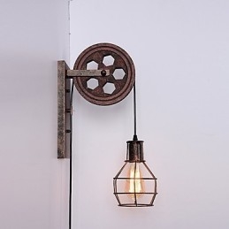 תעשייתי רטרו ברזל מנורת קיר Creative Personality Lift Pulley מנורת קיר