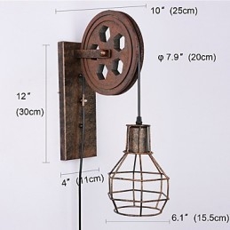 תעשייתי רטרו ברזל מנורת קיר Creative Personality Lift Pulley מנורת קיר